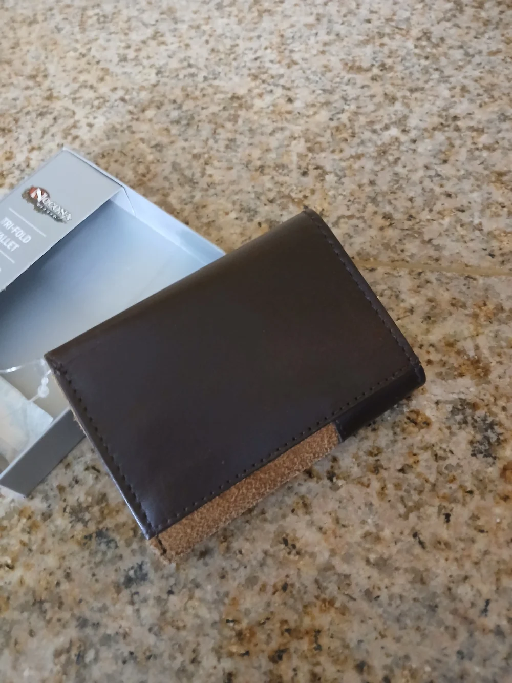 Nocona Tri-Fold Leather Wallet - Brown & Dark Brown Cross Design